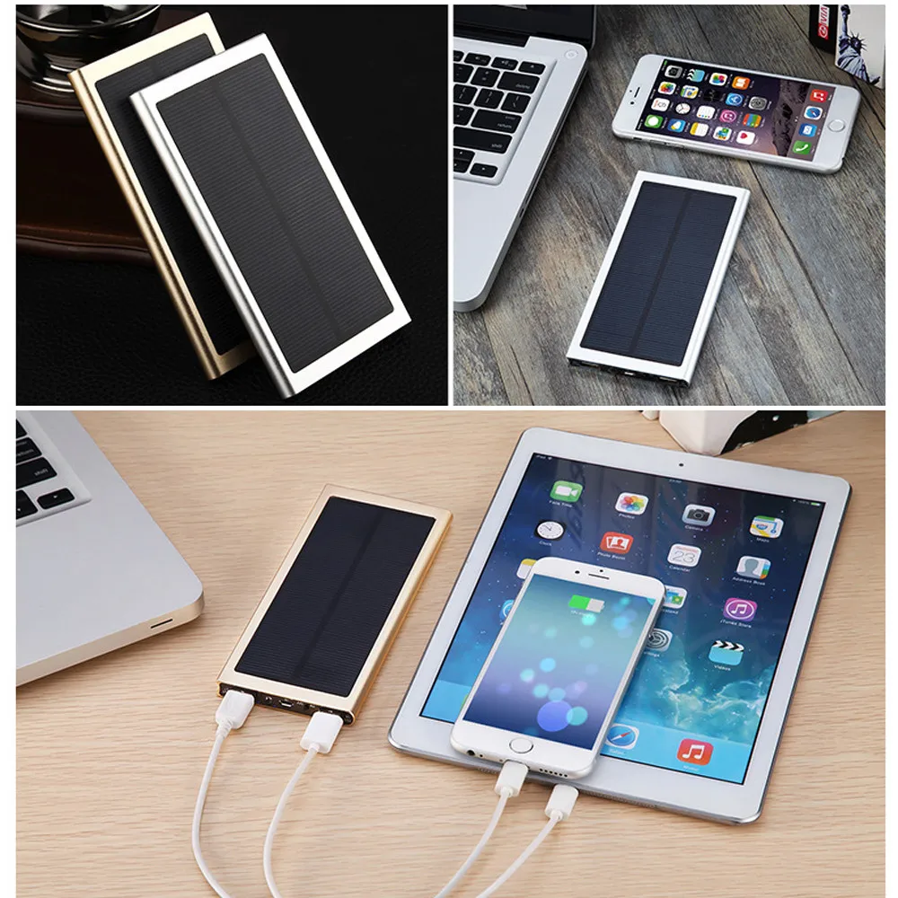 Солнечный внешний аккумулятор 2 USB светодиодный внешний аккумулятор портативный мобильный телефон солнечное зарядное устройство для Xiaomi Mi iphone XS 8plus