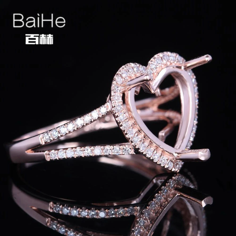 BAIHE однотонное 14K розовое золото сертифицированное сердце Свадебное женское
