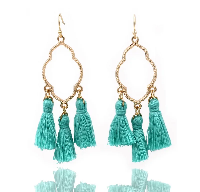 Symmetric Hollowout Oval Shape Women Classic 3 Tassel Water Drop Earrings More colors available | Украшения и аксессуары