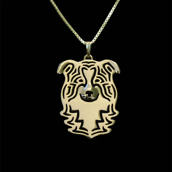 Border Collie jewelry pendant necklace gold silver plated Simple abstract animal | Украшения и аксессуары