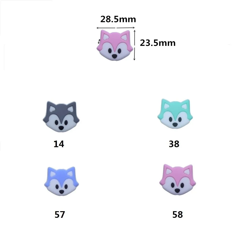 Joepada 50Pcs Fox Lovely Baby Teething Beads Food Grade Silicone Teether Making Baby Teething Jewelry Necklace Accessories Toy