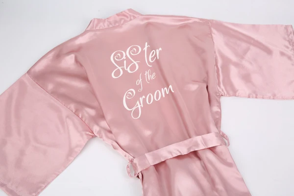 sister groom Sisbigdey пыльные Розовые Свадебные вечерние Халаты атласное шелковое кимоно свадебный подарок подружки невесты халат душ мама сестра халат атласный - Цвет: sister groom
