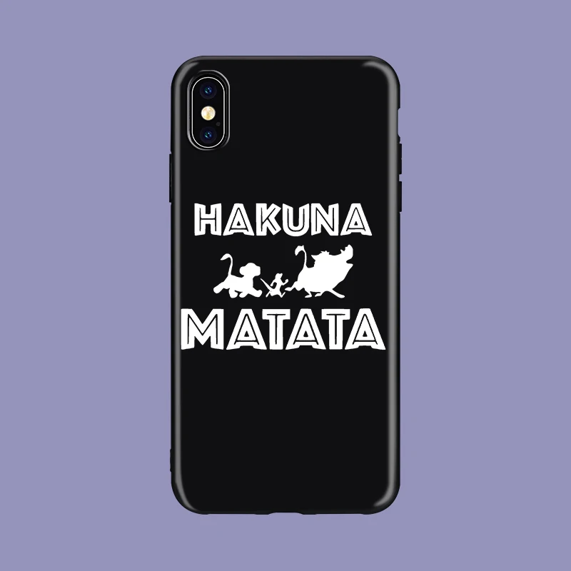 Hakuna Matata Король Лев Пумба Тимон мягкий силиконовый черный чехол для телефона для iPhone11 pro 5 5S se 6 6s 7 8 plus X Xs XR max