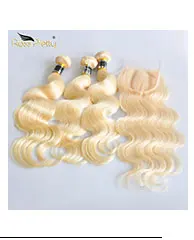 Ross Pretty Remy Прямые бразильские пучки волос с фронтальной Ombre Цвет 1b 613 кружева спереди с плетением волос 3 пучка