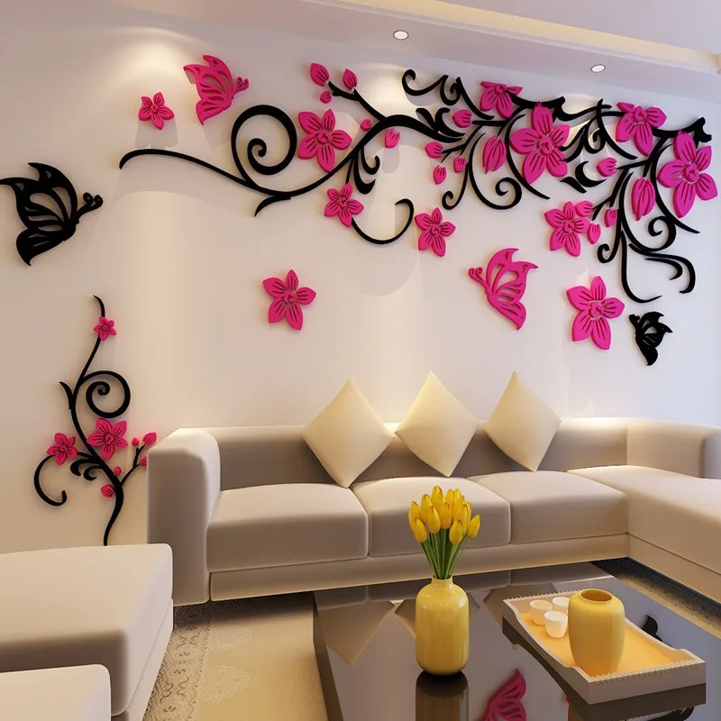 3D с украшением в виде кристаллов дерево наклейки на стену акриловые за диваном