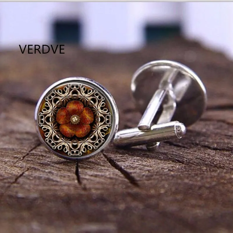 

Мужские брендовые запонки, ювелирные изделия для йоги с мандалой хной, запонки для рубашки, высококачественные запонки