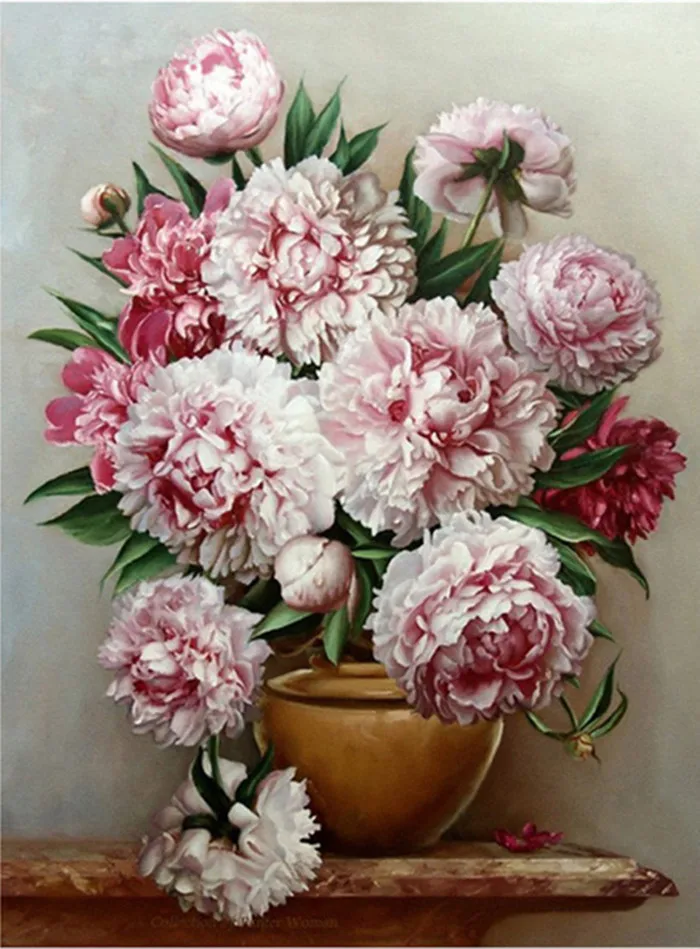 diamond rhinestones embroidery flower crystal cross stitch needlework blooming pink flowers home accessories 3d painting | Дом и сад