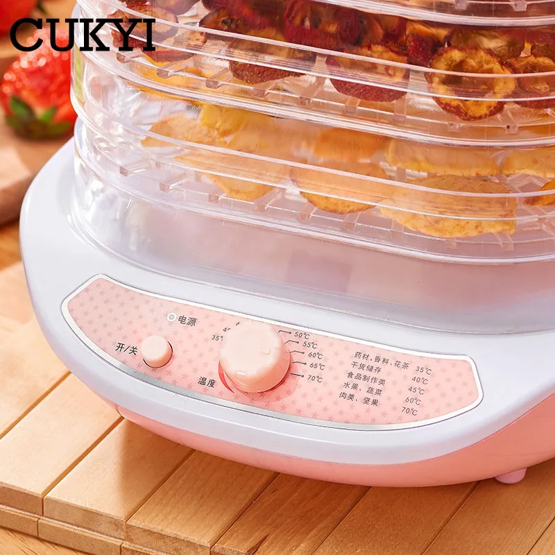 CUKYI осушитель для пищевых продуктов, фруктов, овощей, травы, мяса, сушильная машина для домашних животных, закуски, сушилка для пищевых продуктов с 5 лотками, 220 В, ЕС, США