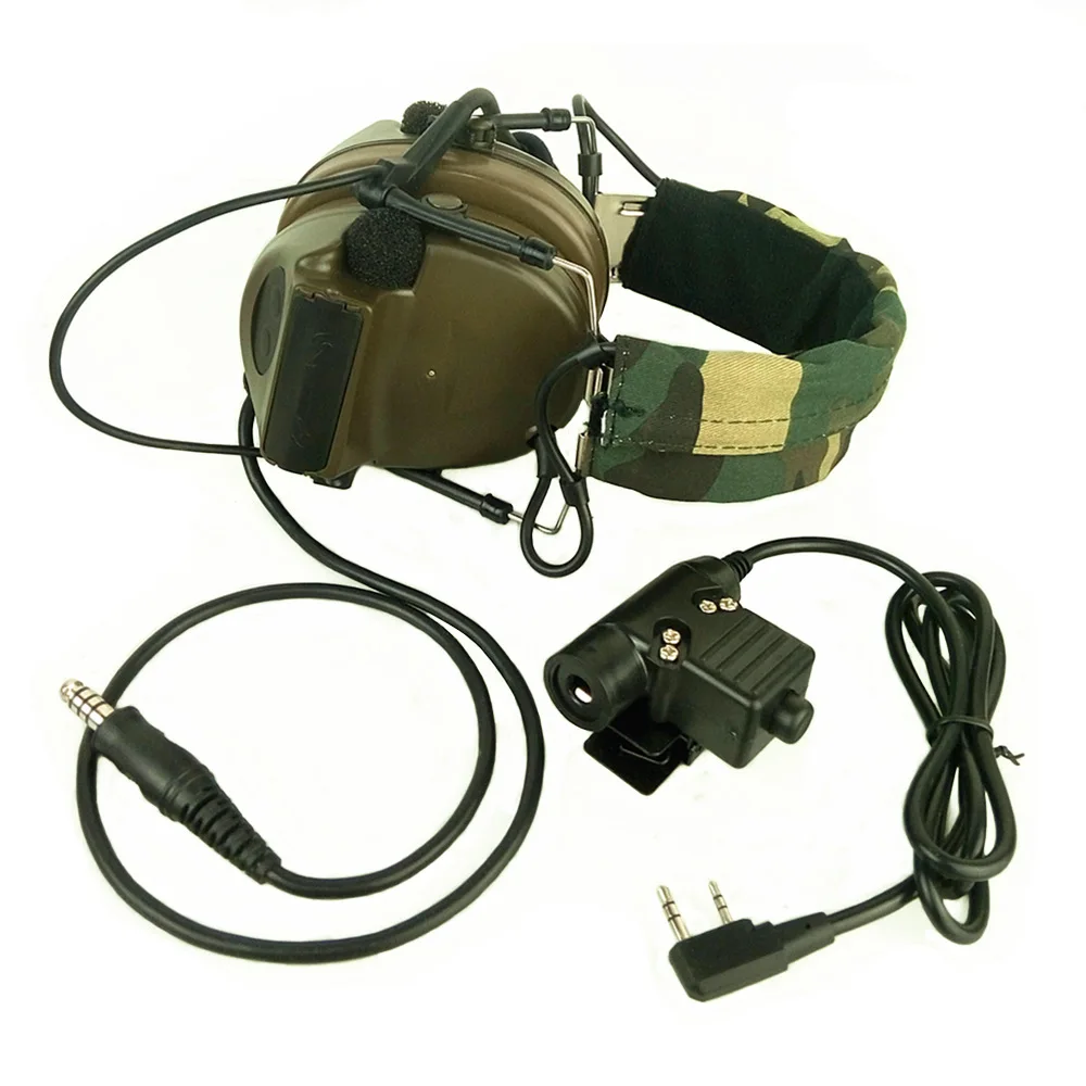 

Z Tactical Headset Headphone With U94 PTT Kenwood 2 Way Pin Comtac II Noise Reduction Headset Walkie Talkie Dual PTT Olive Drab