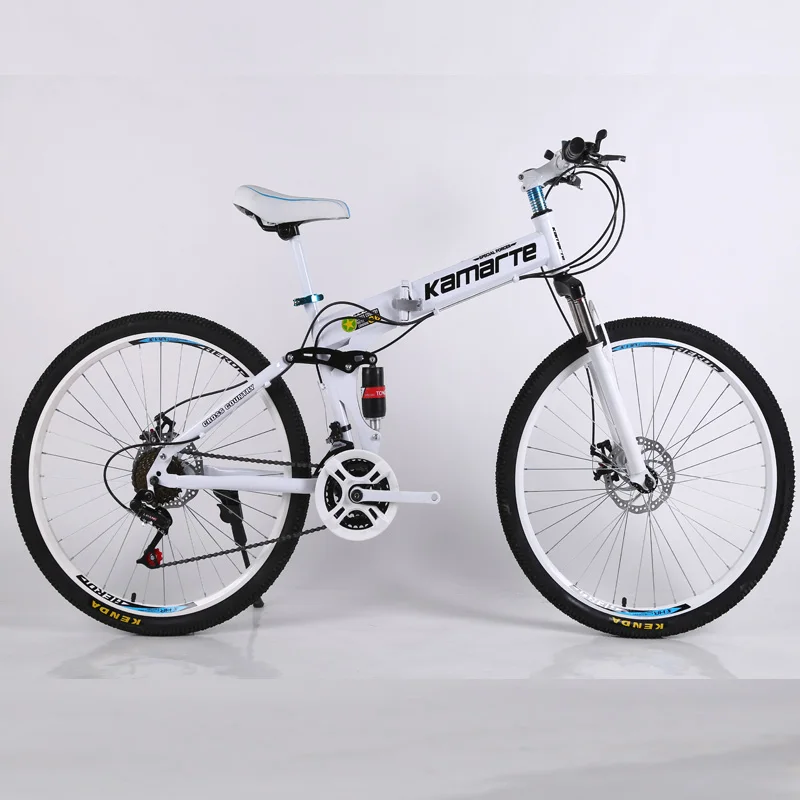 Spoke wheel white 26 дюймов складной горный велосипед 21 скорость двойные дисковые тормоза велосипед 6 ножей колеса и 3 ножа колеса Горный велосипед - Цвет: Spoke wheel white