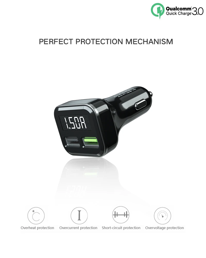 CRDC автомобильное зарядное устройство Quick Charge 3,0 светодиодный дисплей USB быстрое зарядное устройство для Xiaomi iPhone X huawei samsung S9 S8 QC 3,0 USB Автомобильное зарядное устройство