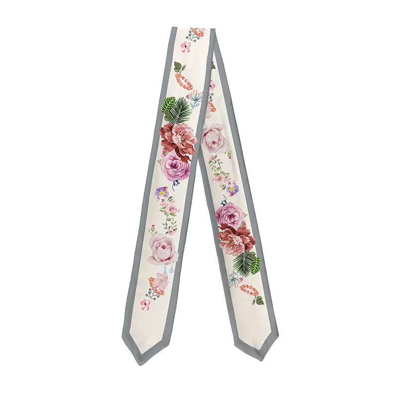 

Floral Palace Style Narrow Long Scarf Headband Choker Bag Handle Scarves Neckerchief Original Tie Accessories CJ85