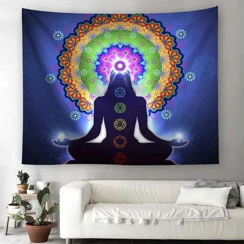 Индийские гобелены с Буддой phychedelic Мандала настенная ткань muur doek спальня dorm декоративная настенная вешалка одеяло чакра гобелен - Цвет: 4