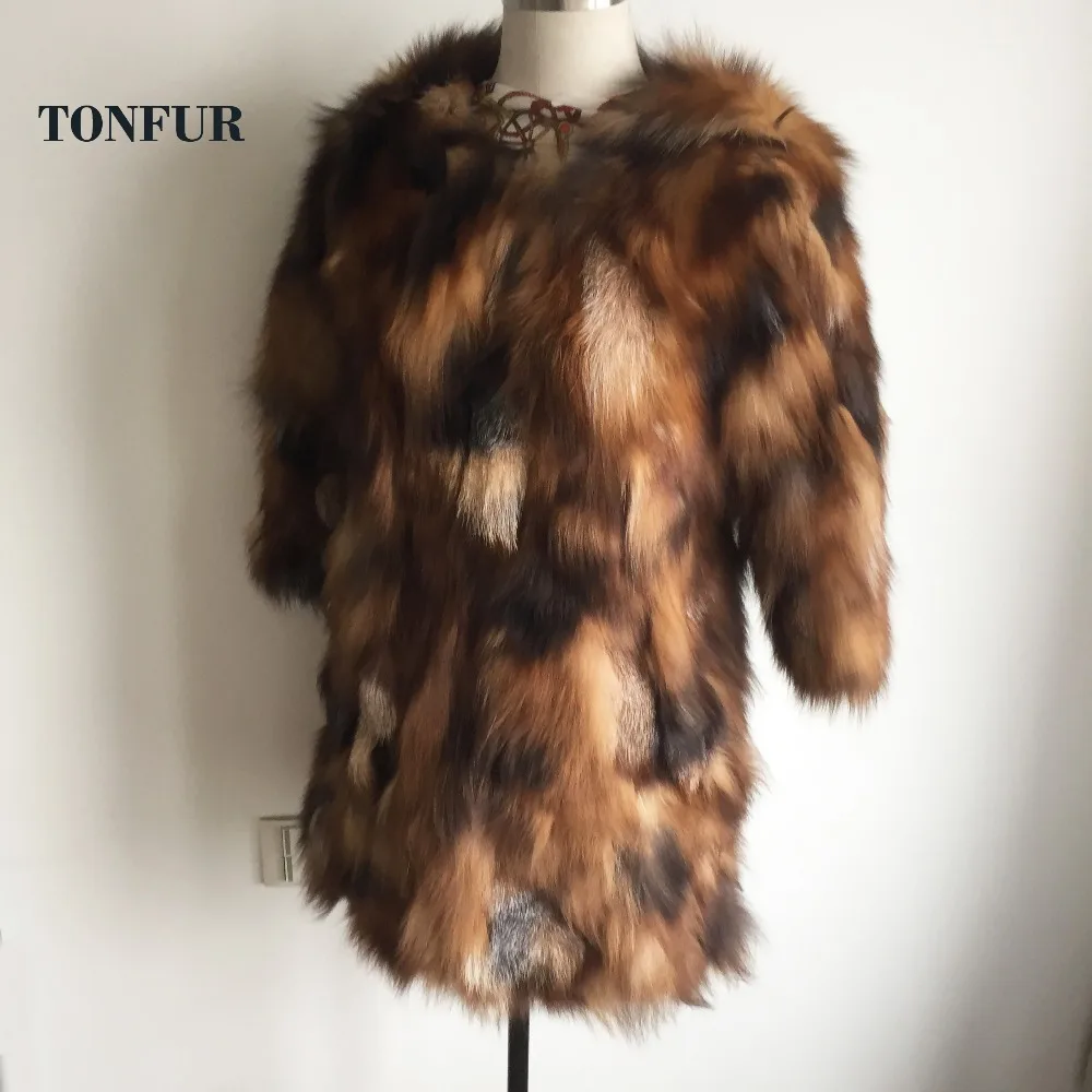 100% Роскошное однотонное шуба из натурального Лисьего меха специальный