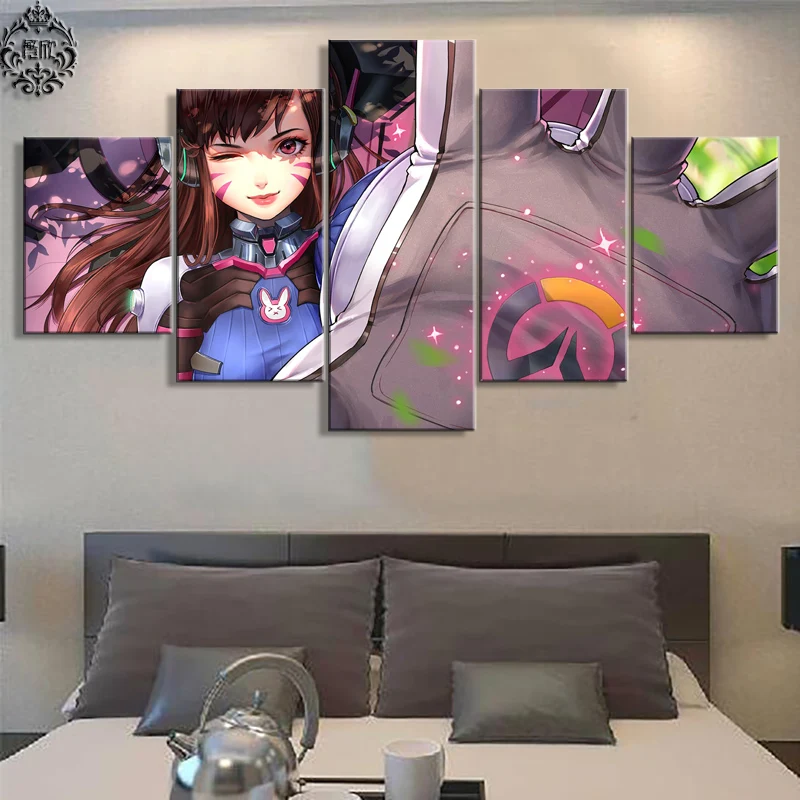 Современная Картина на холсте Overwatch D.VA 5 шт. игровой постер с принтом домашний