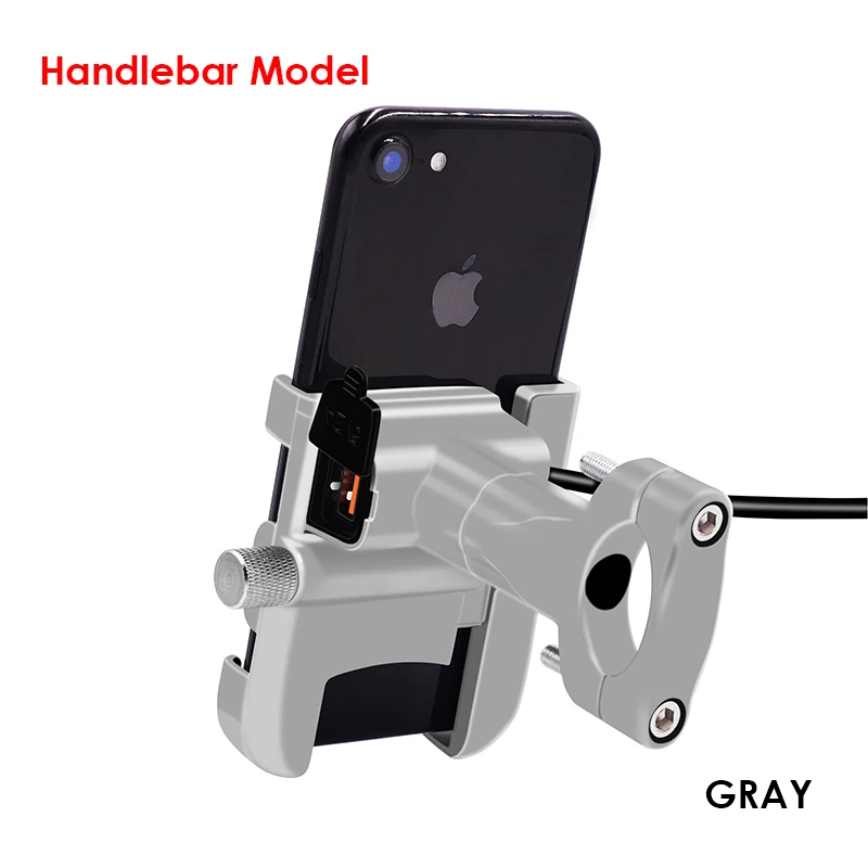 Handlebar Gray Vmonv Rorating руль мотоцикла держатель телефона USB быстрое зарядное устройство 3,0 велосипед заднего вида подставка для 4-6,5 дюймов мобильного телефона крепление - Цвет: Handlebar Gray