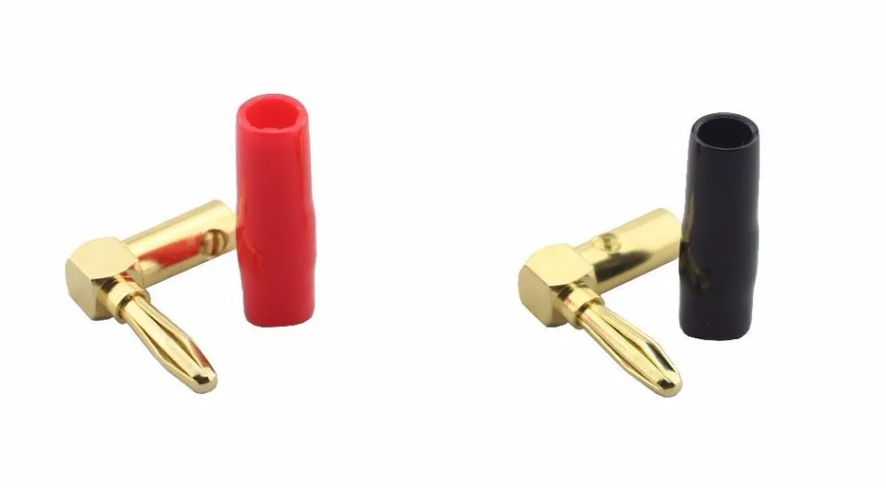 

2PCS COPPER Right Angle 4mm Banana Plug Audio Speaker Cable Connector Screw