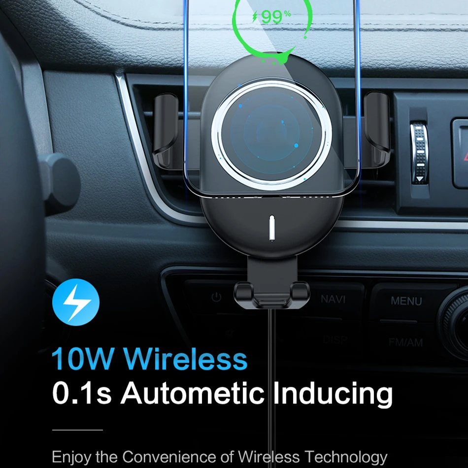 DCAE 10 Вт QI Беспроводное Автомобильное зарядное устройство для iPhone XS XR X 8 Gravity Air Vent QC