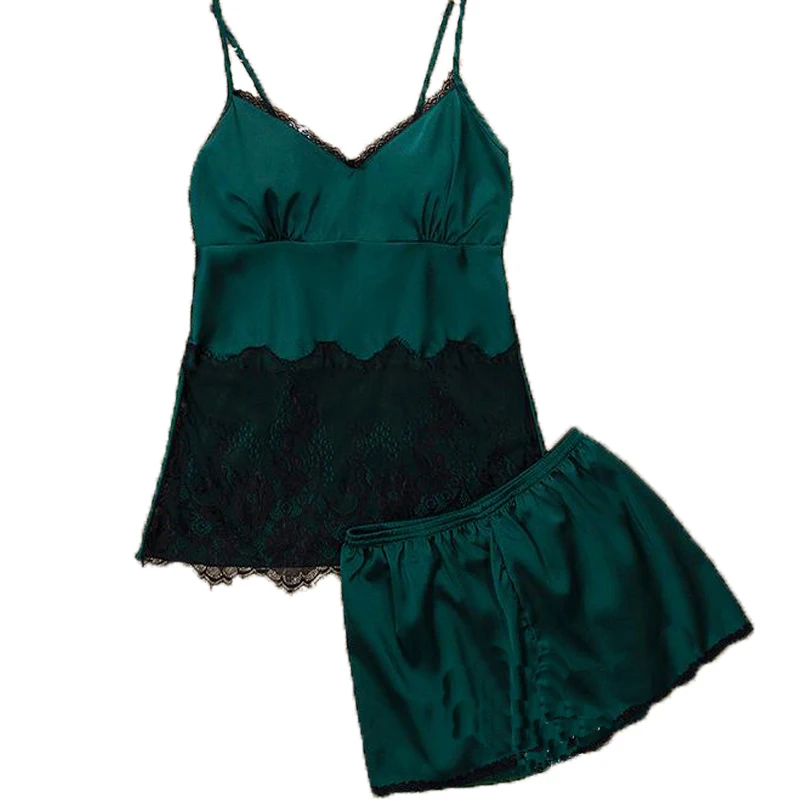 Брендовые пикантные женские кружевные атласные пижамы летние комплекты без