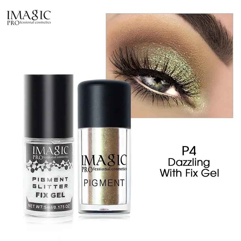 p4 and fix gel IMAGIC макияж тени для век рыхлый Пигмент Тени для век Минеральная пудра металлик dis color ation свободные блестящие тени для век цвет макияж - Цвет: p4 and fix gel