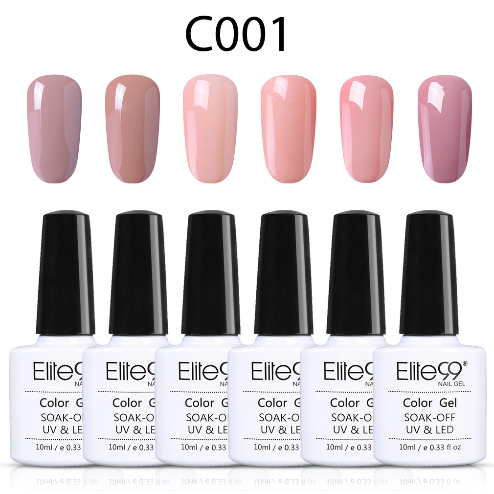C001 Elite99 6 шт./лот полуперманентный чистый цвет серия Гель-лак для ногтей 10 мл УФ-Гель-лак стойкий лак для ногтей - Цвет: C001