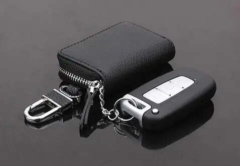 Новый дизайн высококачественный черный кошелек для ключей из натуральной кожи с