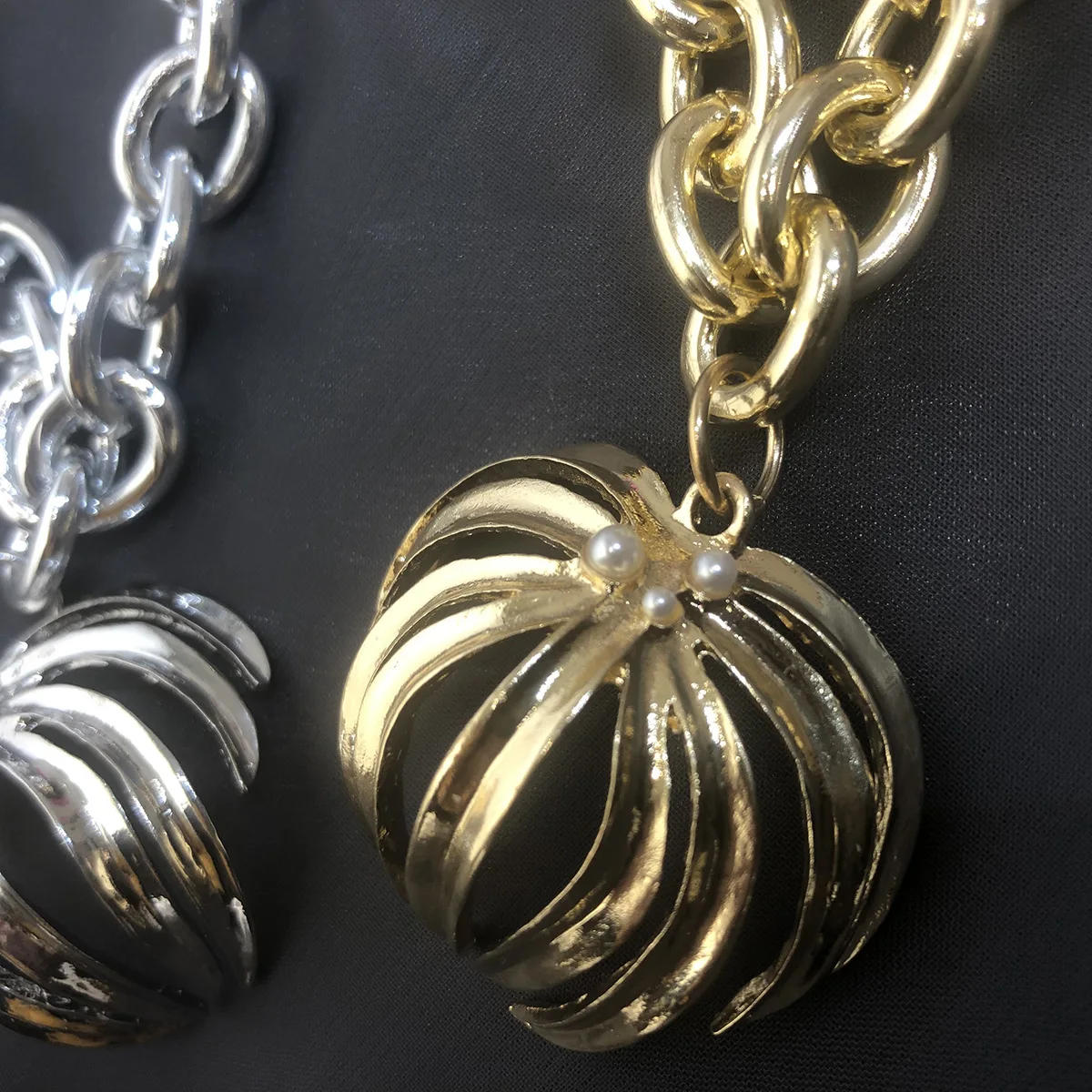 Metal Geometry Leaf Pendant Necklace Sweater Chain Feminine Pearl Men Women Hip Hop Jewelry | Украшения и аксессуары
