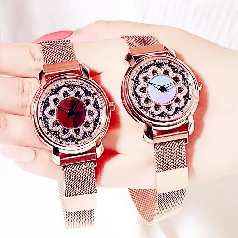 montre femme Rotate Women Watches Luxury Brand Rose Gold Bracelet Ladies Watch Diamond Crystal Female Wristwatch zegarek damski | Наручные