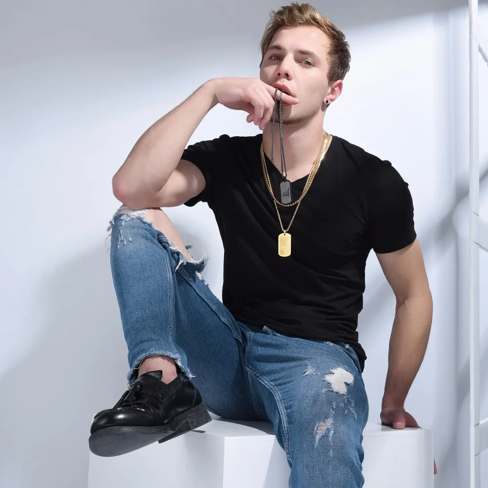 Ожерелье унисекс из нержавеющей стали золотистого/черного цвета P295|pendant gold|islamic