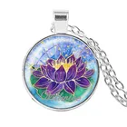 Винтажное ожерелье VILLWICE с изображением мандалы лотоса, стеклянный купол ручной работы, кулон для йоги, индийский символ ом, дзэн-буддизм ювелирные изделия для женщин и мужчин