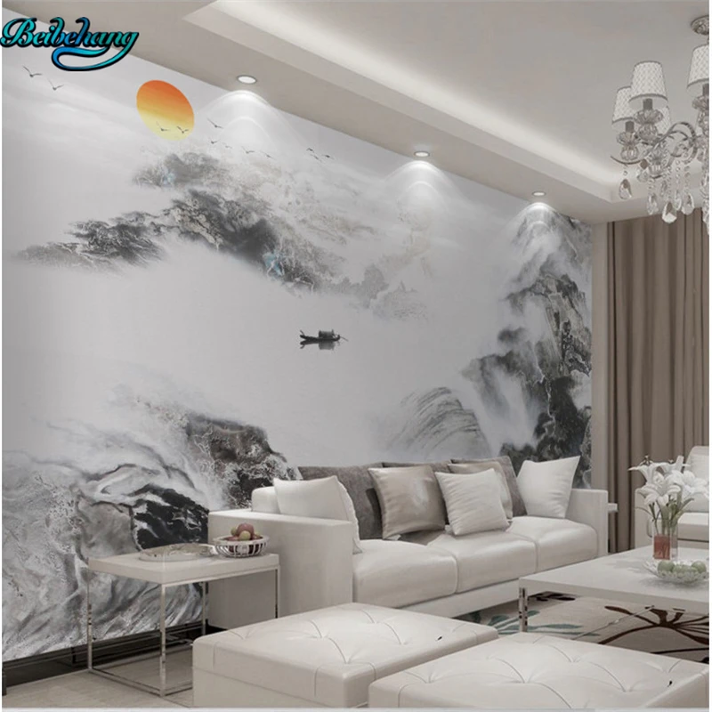 

beibehang Custom Nonwovens Wallpaper Mural New Chinese Ink Landscape Landscape Sofa Wall Background Wall