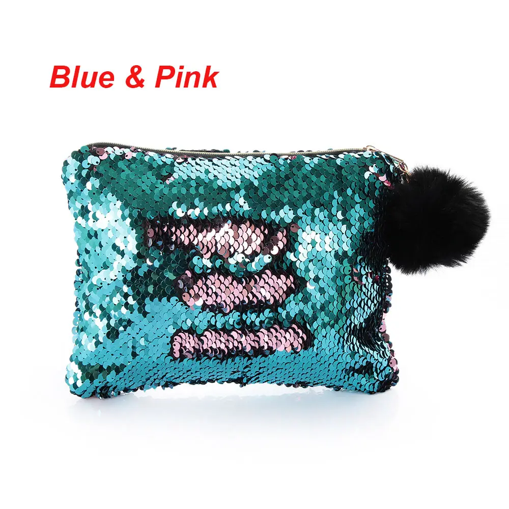 2--With Plush Ball Для женщин кошелек sequines карманная косметичка для обувь девочек косметичка Travel Organizer милые плюшевые мяч на молнии - Цвет: 2--With Plush Ball