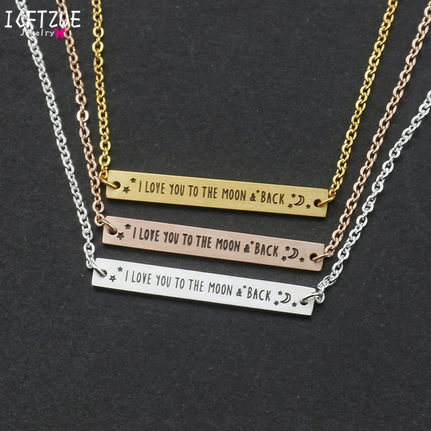 ICFTZWE золотой цвет Pulseiras I Love You To The Moon & Back Bar браслет Pulseira ювелирные изделия для тела