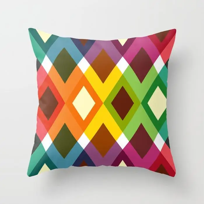 Colorful Geometry-03 Наволочка для подушки цвета радуги, Геометрическая, персиковая кожа, для автомобиля, дивана, гостиной, спальни, дома, декоративные наволочки 45x45 см - Цвет: Colorful Geometry-03