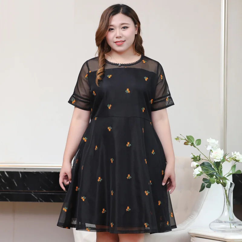 TUHAO Цветочное платье с вышивкой большого размера 10XL 9XL 8XL летнее офисное женское