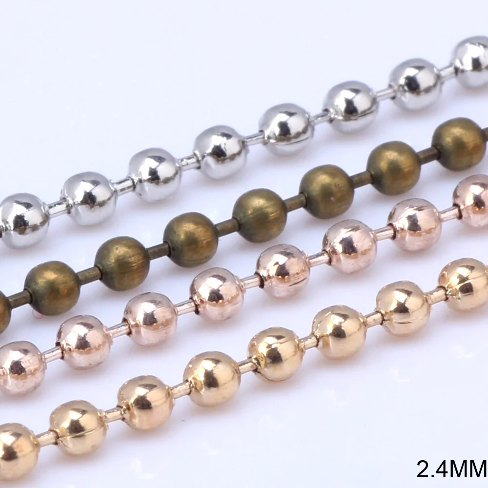 

OlingArt 2.4MM 2M/lot Plating four colors Ball Link Chains For bracelet necklace earrings tassels DIY Jewelry making