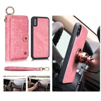 pola woven pattern wristband leather wallet case for iphone 12 11 pro max xs max 7 8 card pocket magnetic detachable car ring