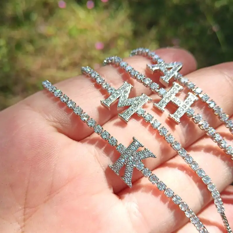 

Micro Pave Zircon Letter Delicate Bracelet With Stones Etrendy New Simple Charming pulseras mujer