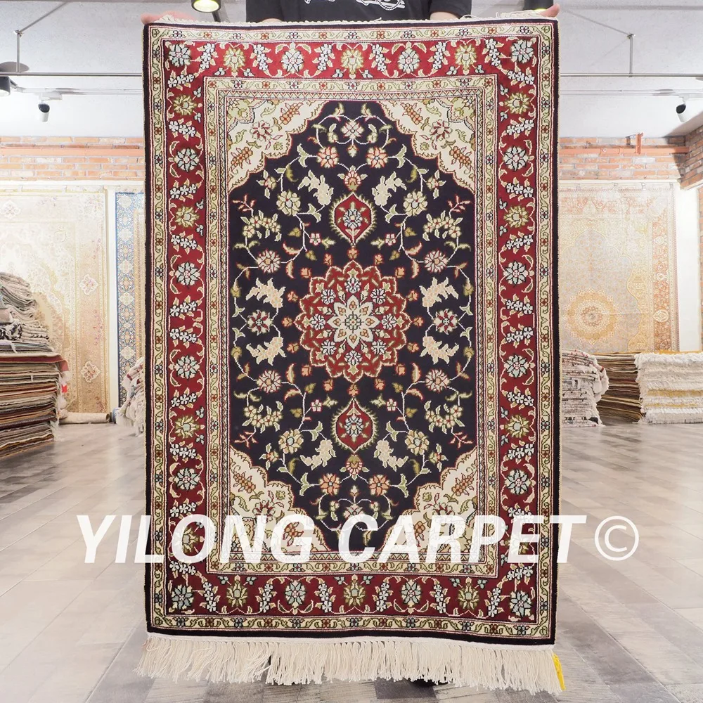 YILONG 2 'x 3' персидский шелковый ковер с цветочным дизайном ручной работы