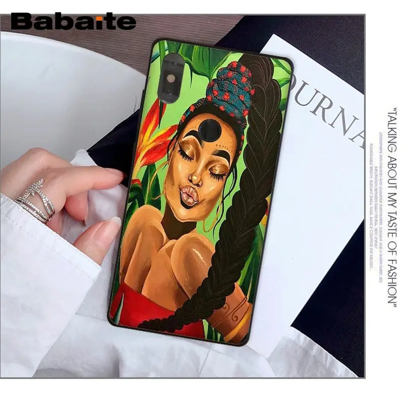 Babaite Colorful art african girl Printing Soft Silicone Black Phone Case for Xiaomi Mi 8 8 SE 6 Note 3 MIX 2 2S Note 3 Cover