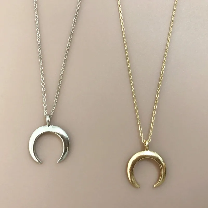 Женское Ожерелье с кулоном в виде полумесяца X87 серебряное золотое|moon pendant