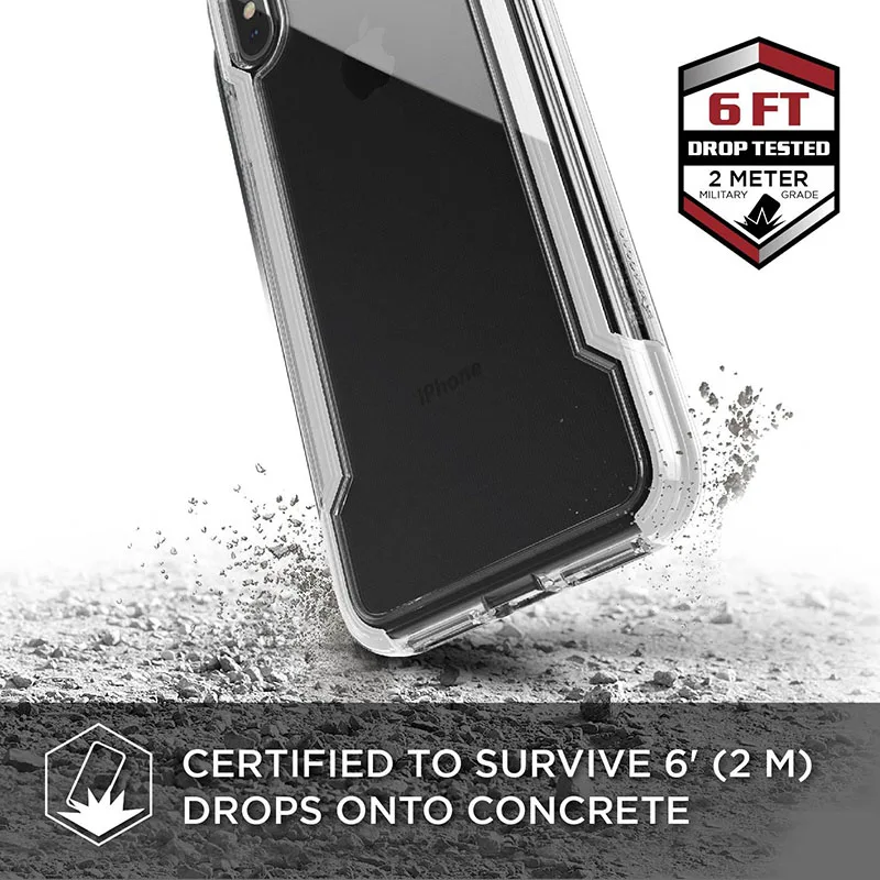 X-Doria Defense Прозрачный чехол для iPhone X XR XS Max военный класс, проверенный чехол для iPhone X XR XS Max, защитный чехол