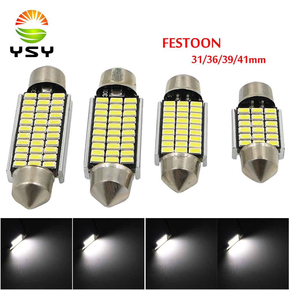 Y 100x Festoon безошибочная Canbus C5W Автомобильная интерьерная лампа 18 27 30 33 SMD 3014