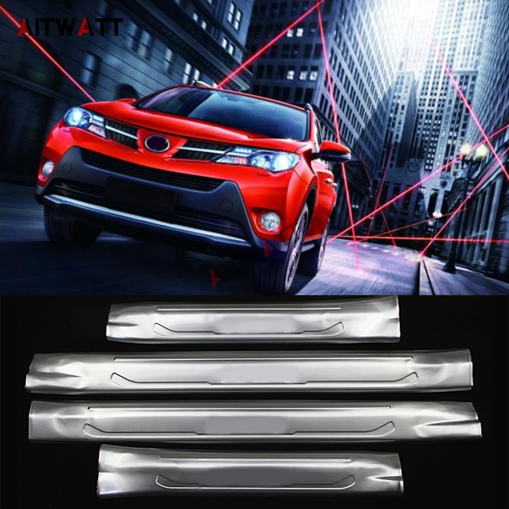 4 шт. защитная Накладка на порог из нержавеющей стали для Toyota RAV4 2013 2014 2015