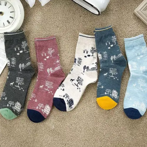 

1 пара зимне-осенних женских Хлопковых Носков с рисунком милые теплые забавные носки для рождественских подарков meias
