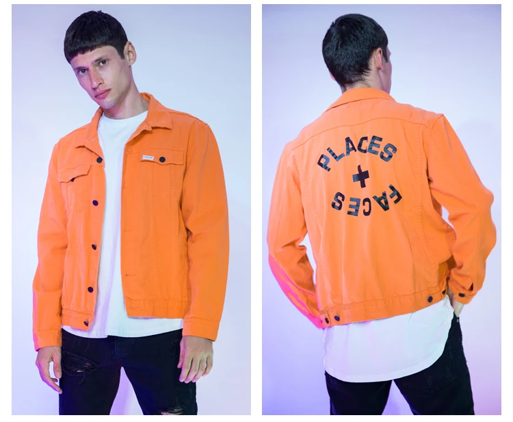 

2018FW NEW TOP Hiphop PLACES+FACES P+F Letter Printed Men Women Denim Jacket Coat kanye west Fashion Streetwear Jacket S-XL