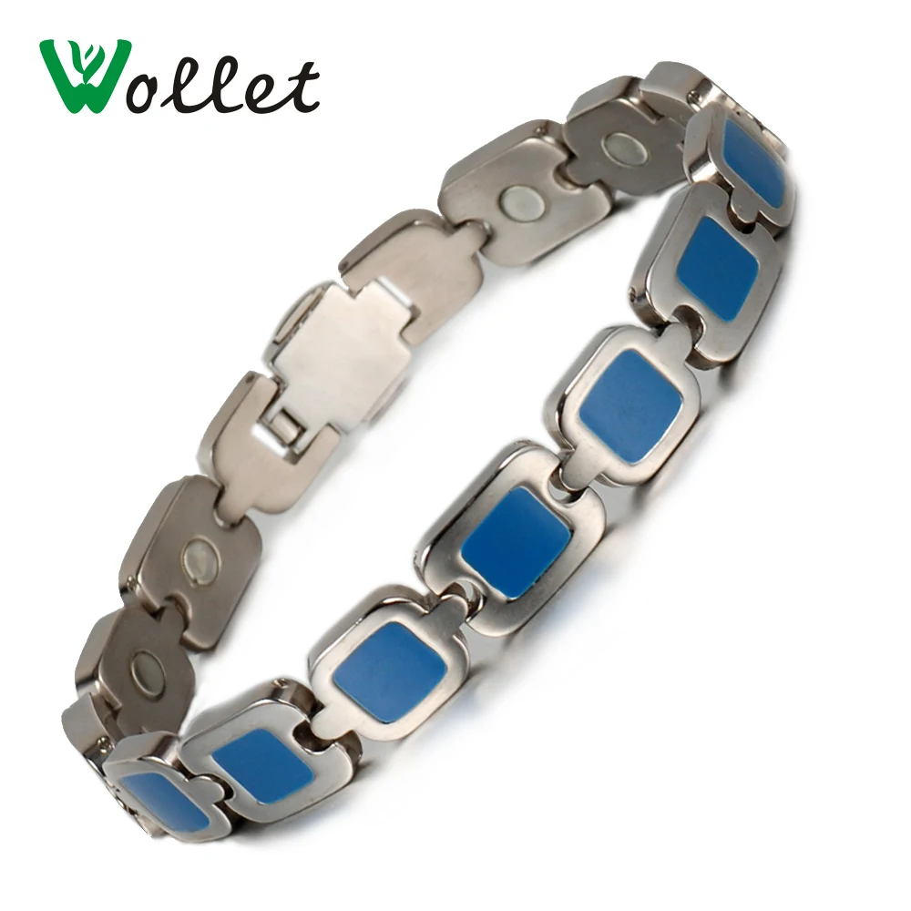 Wollet Ювелирный Титановый браслет для женщин и мужчин оболочки синий эмаль био