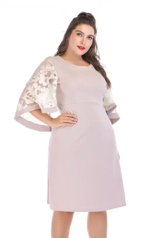 Хаки Дизайнерское Брендовое платье размера плюс 6XL Vestidos сексуальное летнее платье с расклешенными рукавами длиной до колена, прямые повседневные платья сексуальное кружевное платье в подарок - Цвет: Хаки