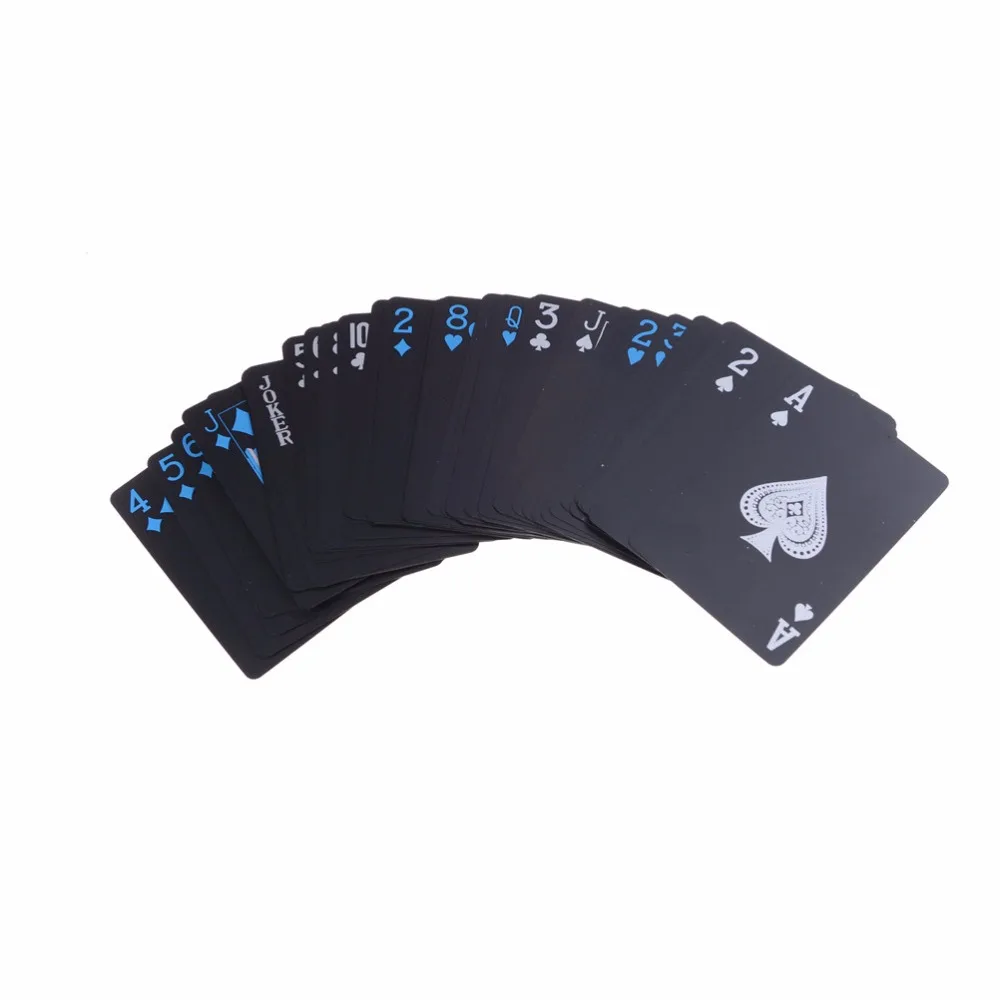 Durable Poker 54pcs/deck waterproof plastic pvc playing cards set pure color black poker card sets classic magic tricks tool | Игрушки и