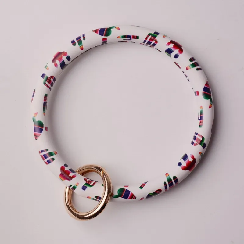 mix white Резиновые Новая мода монограмма ПУ кожа O брелок пользовательский круг браслет брелок для женщин девочек DZ0089 - Цвет: mix white